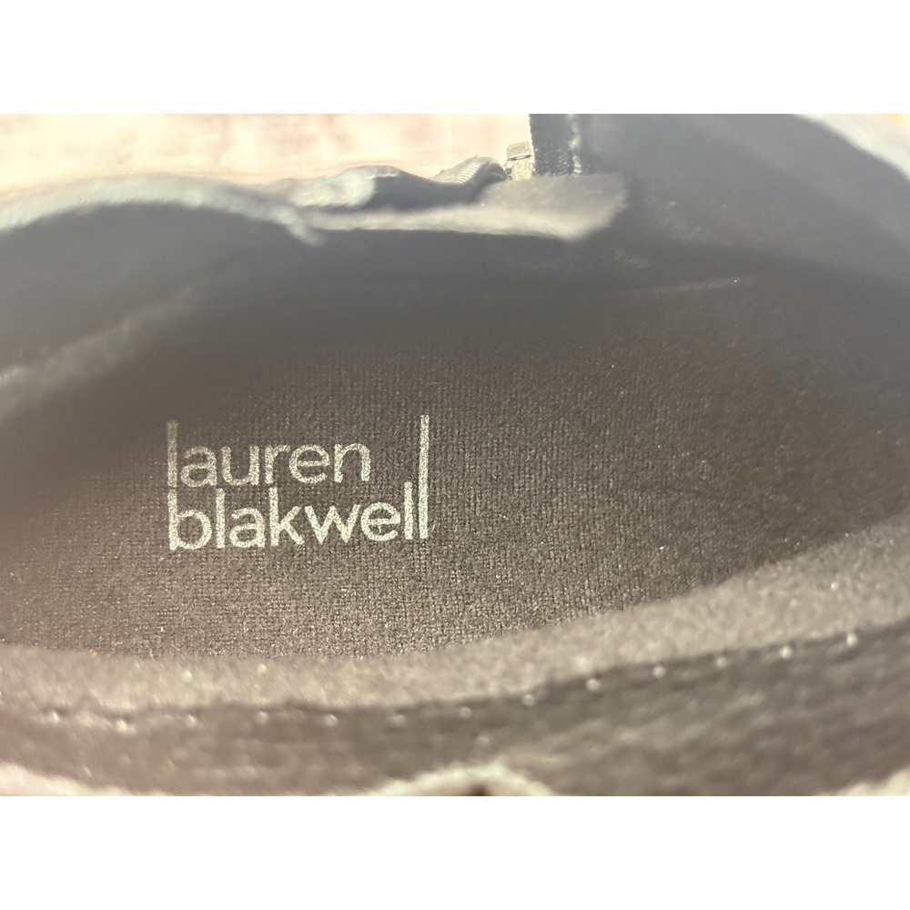 Lauren Blakwell Lyla Black Ruched Buckle Ankle Boots Womens 7.5 Low Block Heel - Picture 7 of 9